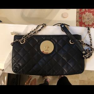 Black leather quilted bag